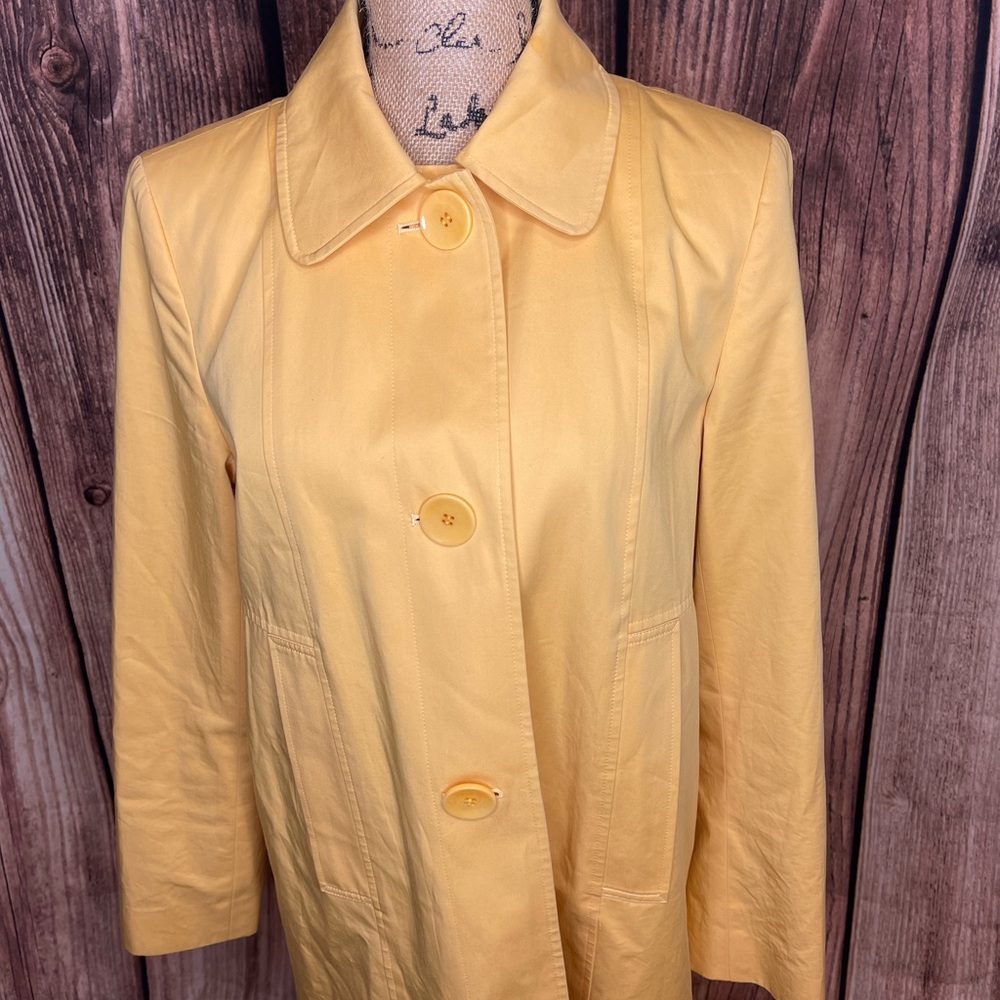 Talbots 100% Cotton Yellow Trench Coat Size 10